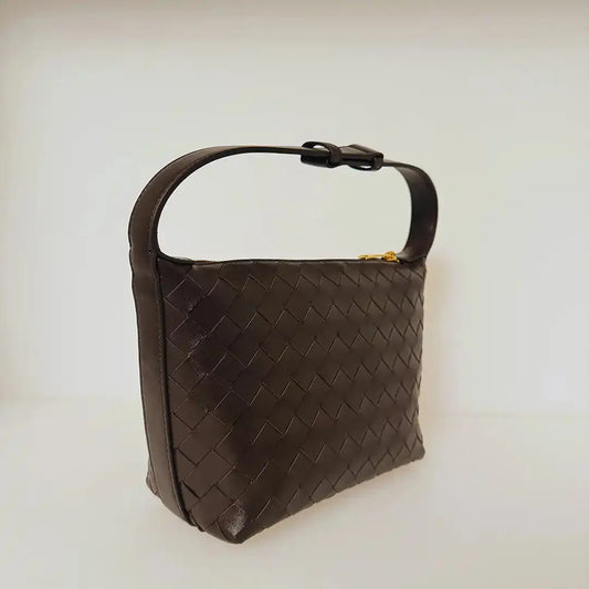Bottega Veneta Mini Wallace Schultertasche aus Intrecciato-Leder braun / neuwertig Bottega Veneta