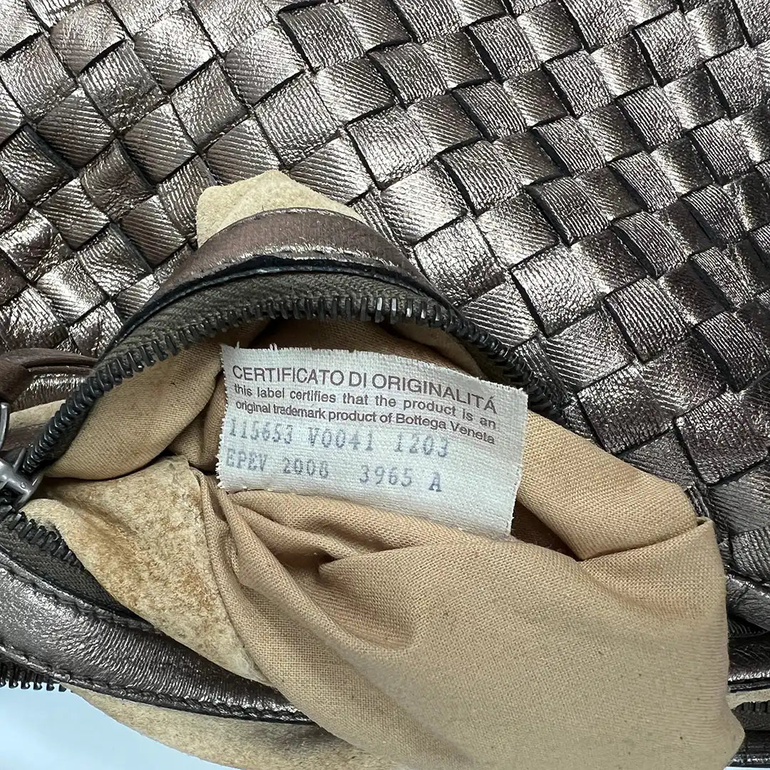 Bottega Veneta Intrecciato Leder Hobo Bag metallic Gold /sehr gut Bottega Veneta