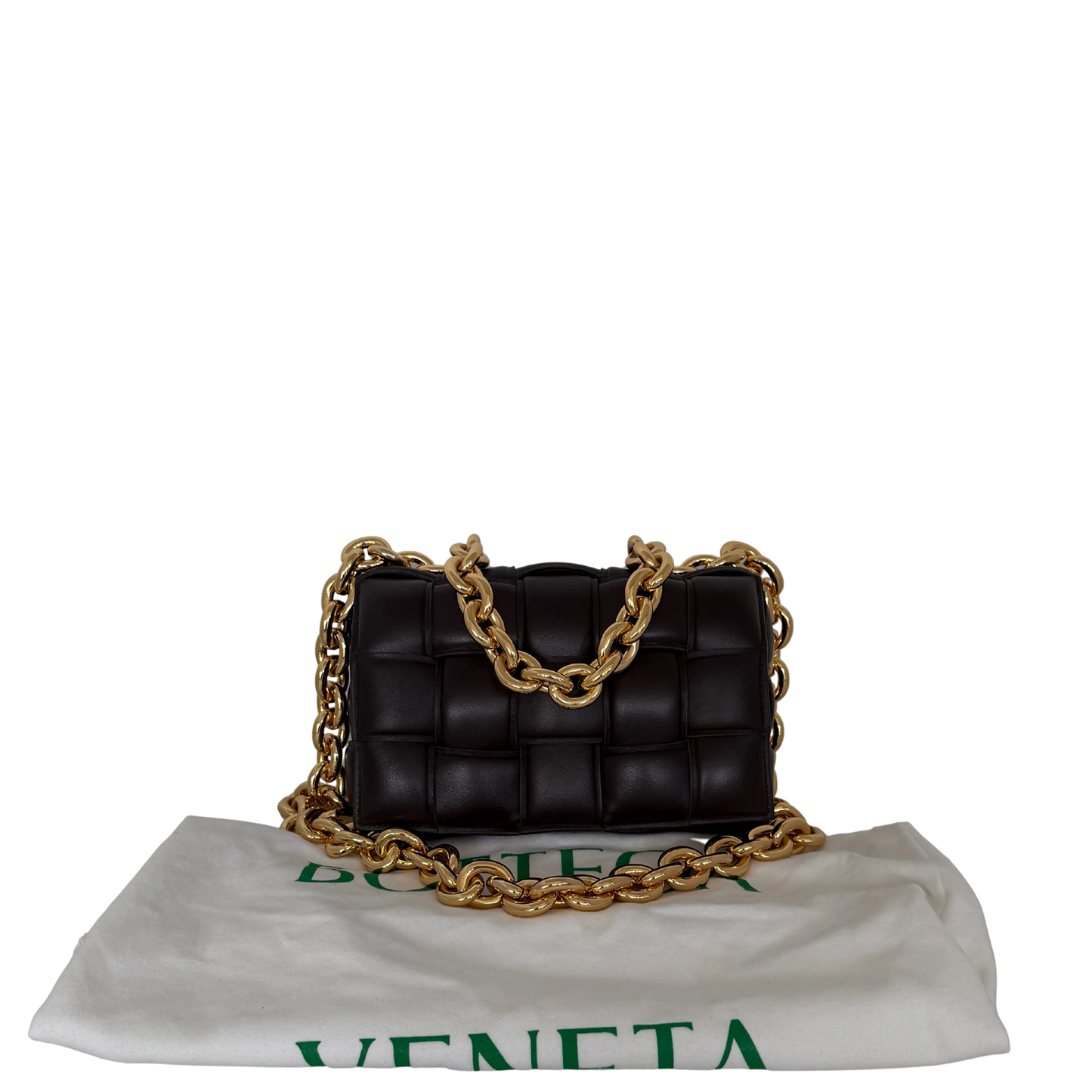 Bottega Veneta Padded Chain Cassette Bag dunkelbraun / sehr gut Bottega Veneta