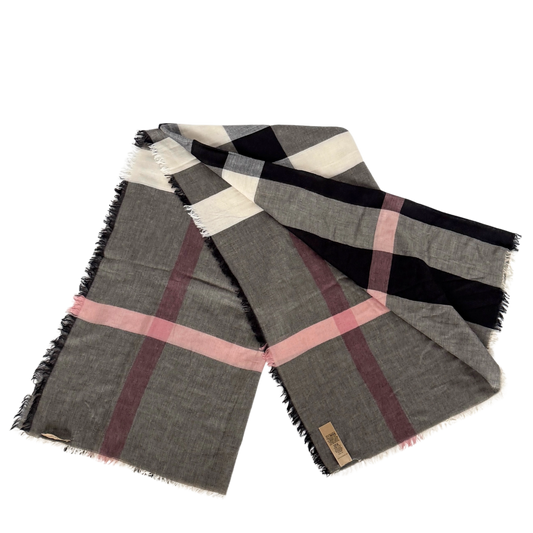 Burberry Tuch Nova Check grau schwarz / neuwertig Burberry