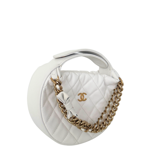 Chanel Hula Hoop Tasche Kaviarleder Weiß Fullset / neuwertig Chanel