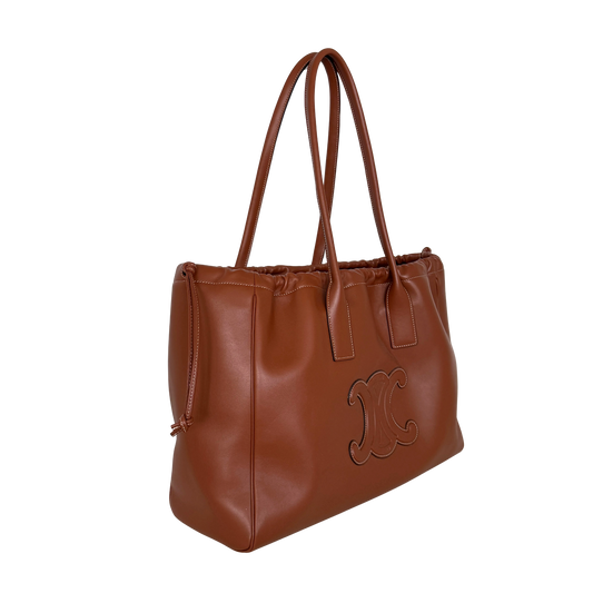 Céline Cabas Cuir Triomphe Drawstring Tote Bag Braun / neuwertig CELINE