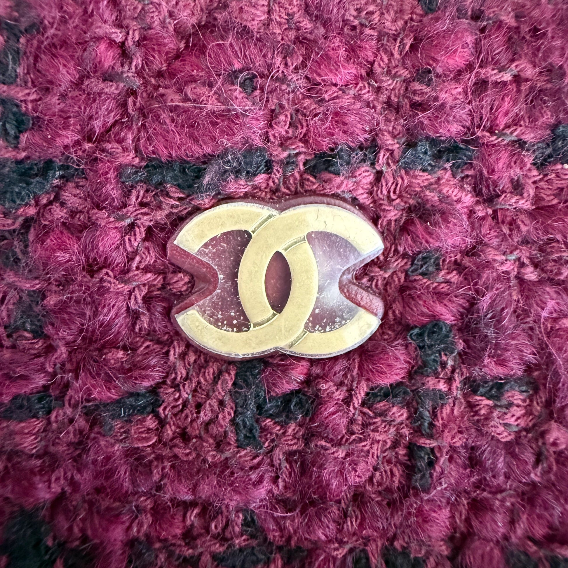 Chanel 22 mittelgroße Hobobag aus Tweed Burgunderrot goldene Hardware / neuwertig Chanel