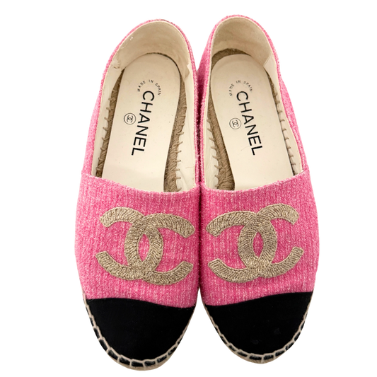 Chanel CC Espadrilles Größe 38 Pink / sehr gut Chanel