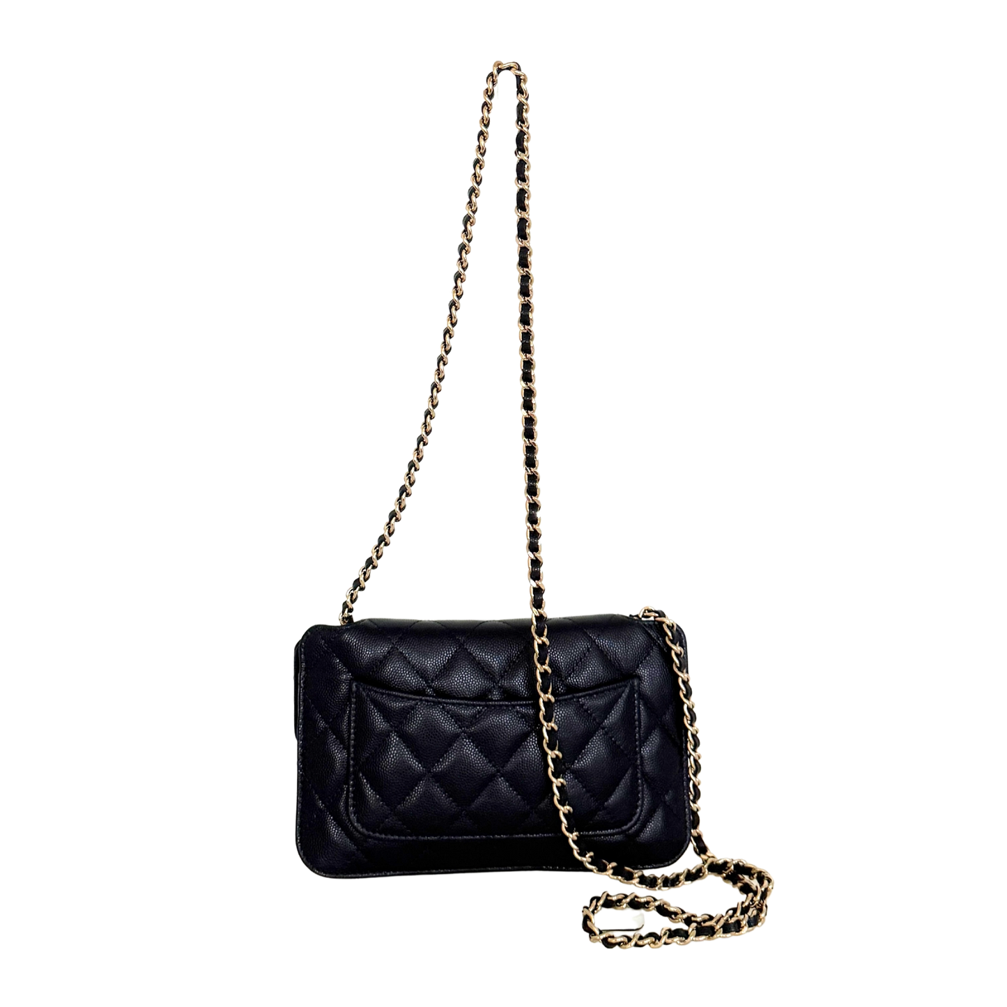 Chanel Quilted Foldable Chain Tote Bag Caviar mit Polka Dots Navyblau / neuwertig Chanel