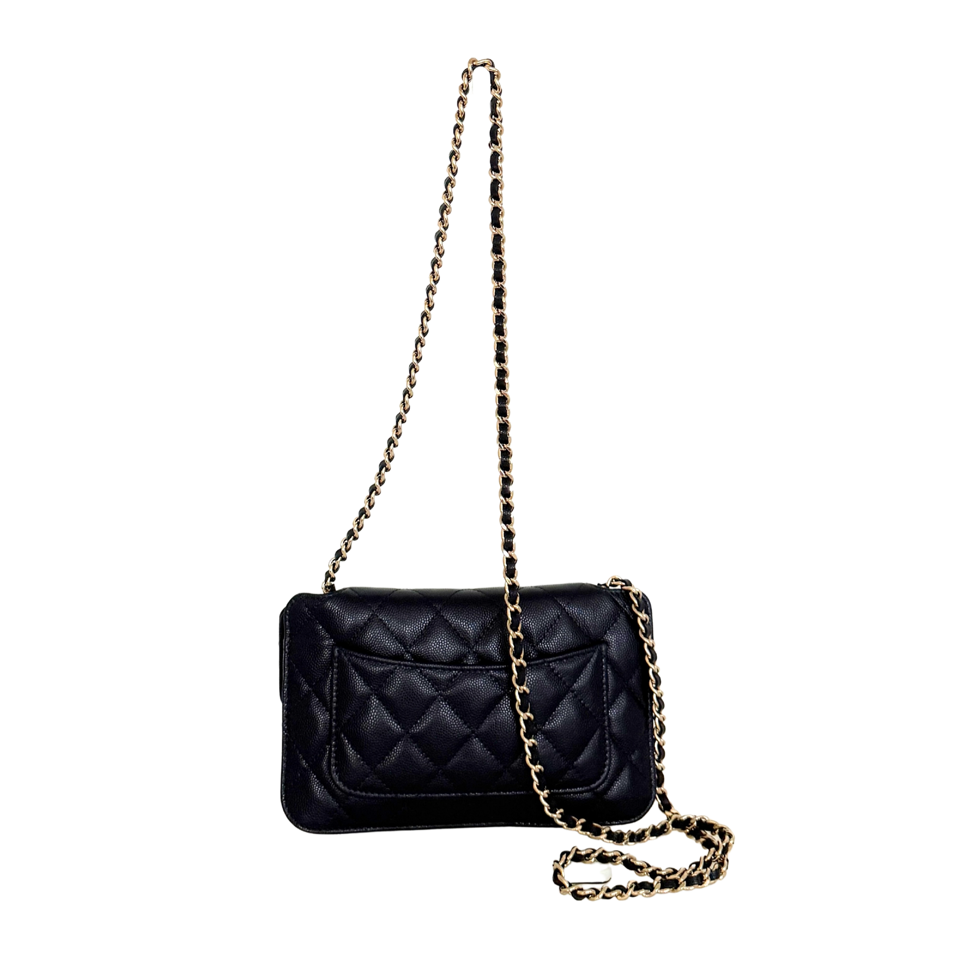 Chanel Quilted Foldable Chain Tote Bag Caviar mit Polka Dots Navyblau / neuwertig Chanel