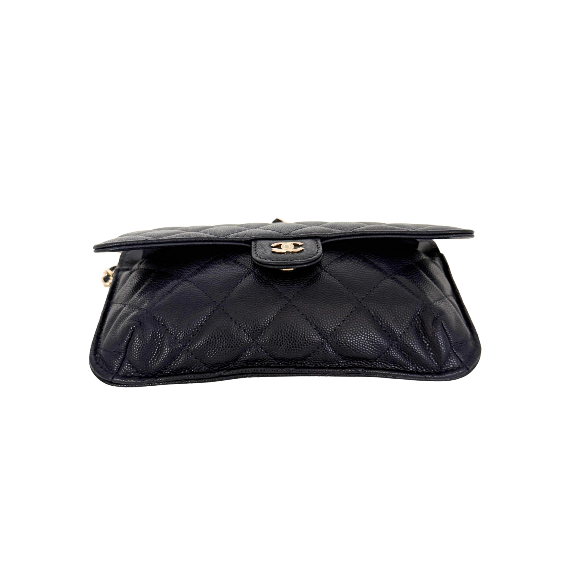 Chanel Quilted Foldable Chain Tote Bag Caviar mit Polka Dots Navyblau / neuwertig Chanel