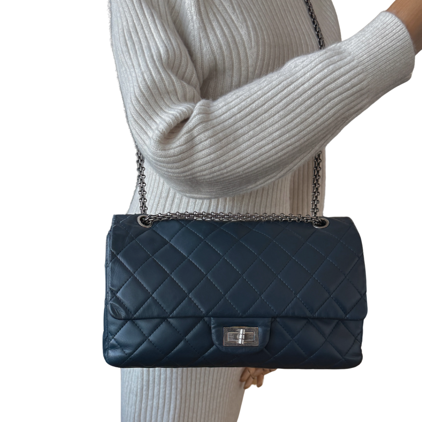 Chanel 2.55 Reissue 227 Double Flap Bag Marineblau / gut Chanel