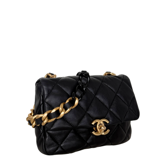 Chanel Mini Quilted Candy Chain Flap Bag Lammleder Schwarz / sehr gut Chanel