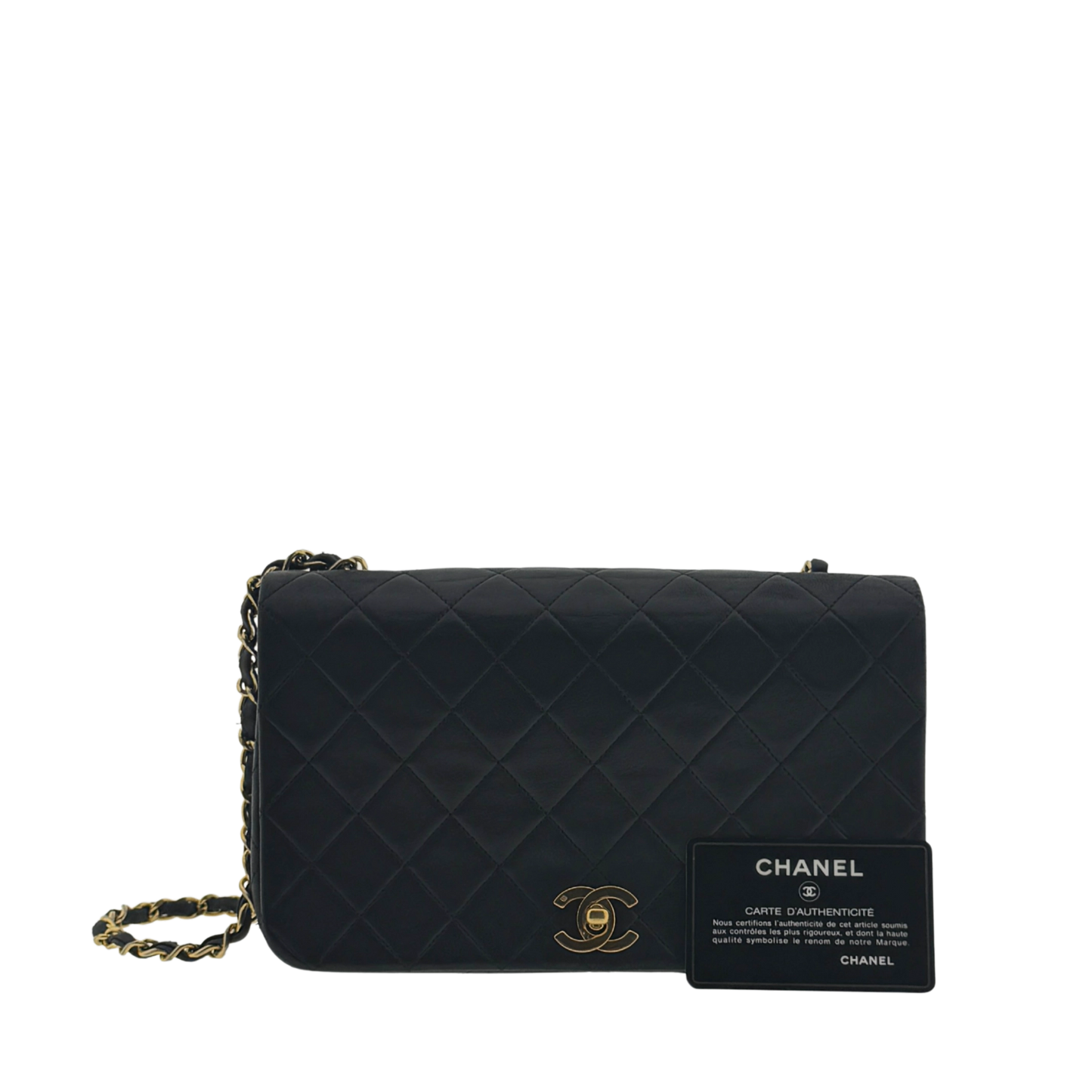 Chanel Timeless Single Flap Small Schwarz Lammleder mit ID Card / gut Produkt