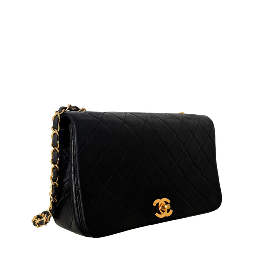 Chanel Timeless Single Flap Small Schwarz Lammleder mit ID Card / gut Produkt