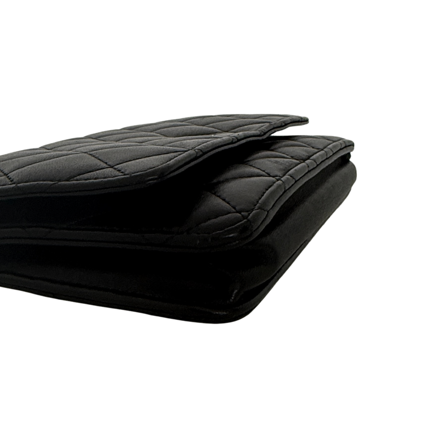 Chanel Wallet on Chain Bag Lammleder Schwarz silberne Hardware / sehr gut Chanel