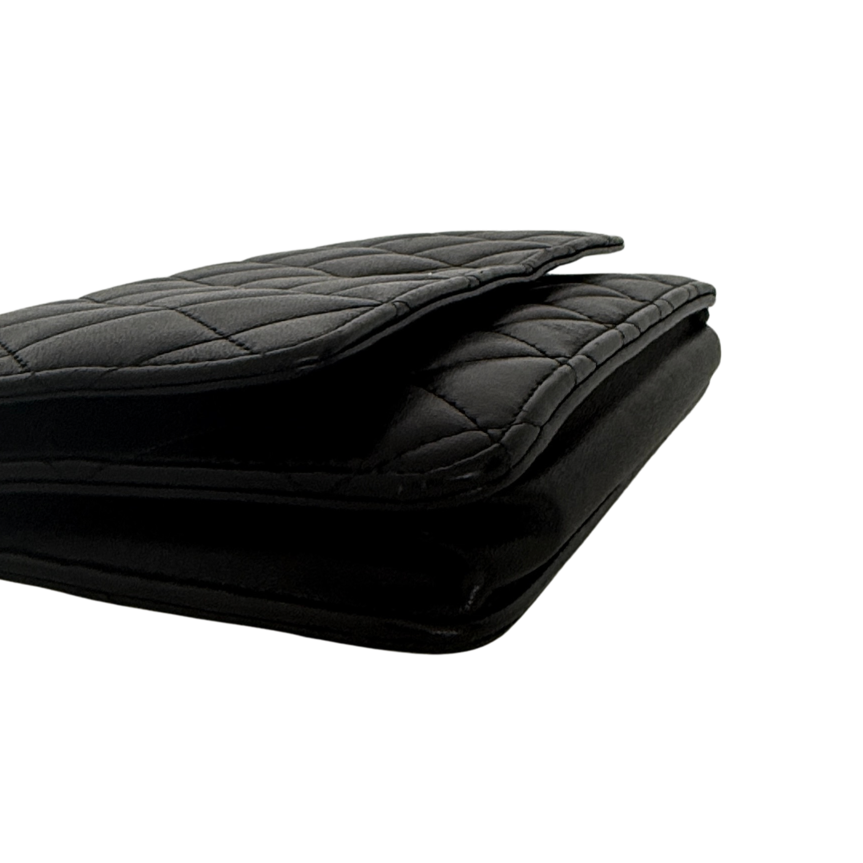 Chanel Wallet on Chain Bag Lammleder Schwarz silberne Hardware / sehr gut Chanel