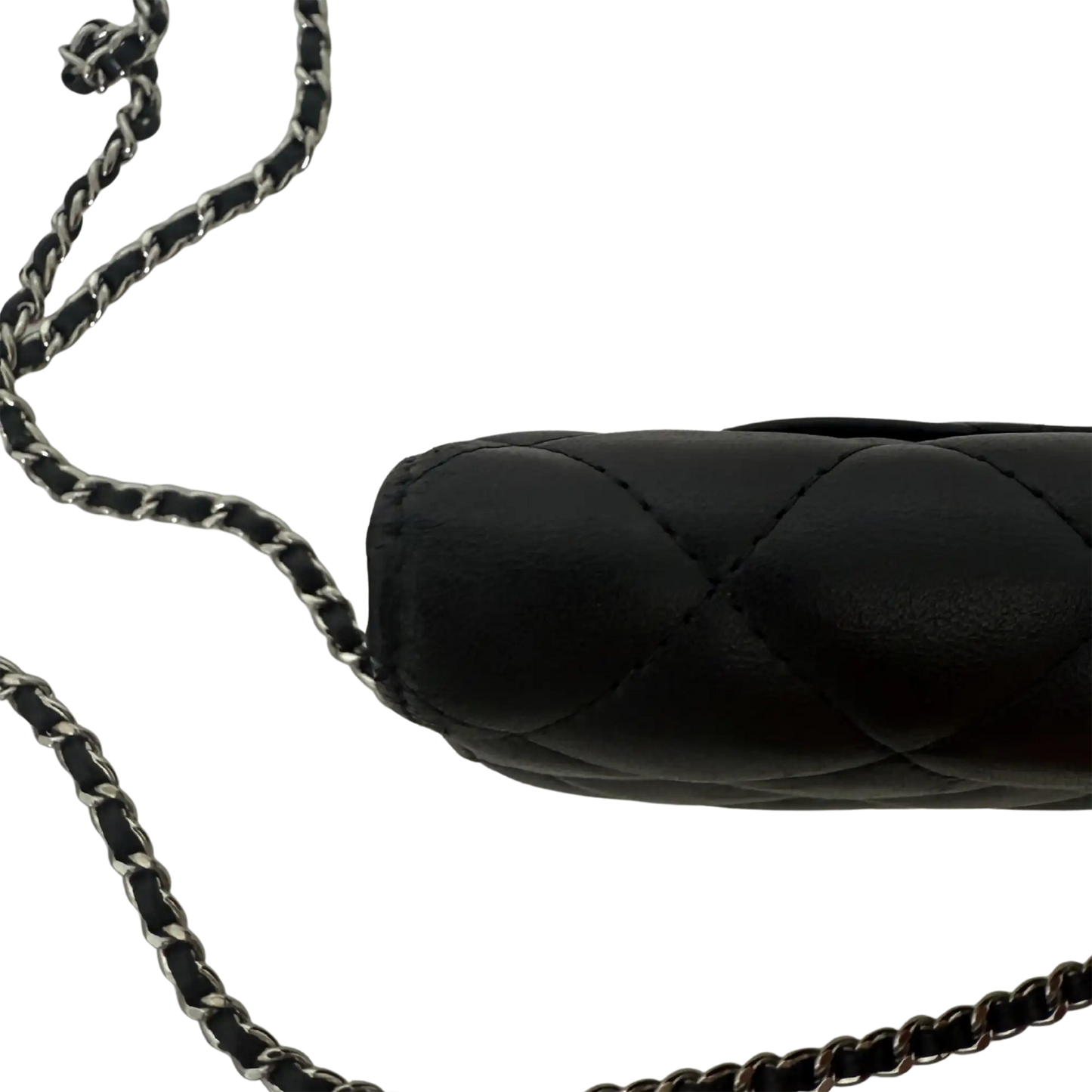 Chanel Wallet on Chain Bag Lammleder Schwarz silberne Hardware / sehr gut Chanel