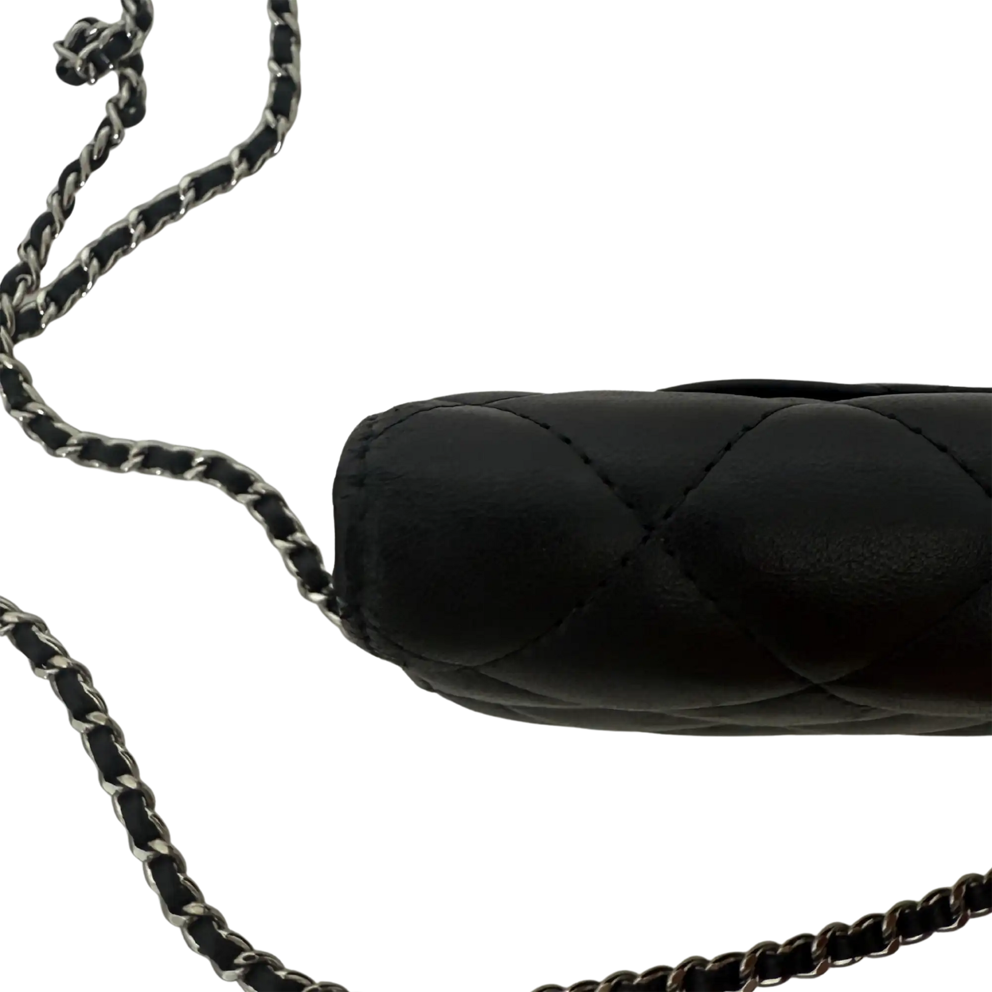 Chanel Wallet on Chain Bag Lammleder Schwarz silberne Hardware / sehr gut Chanel