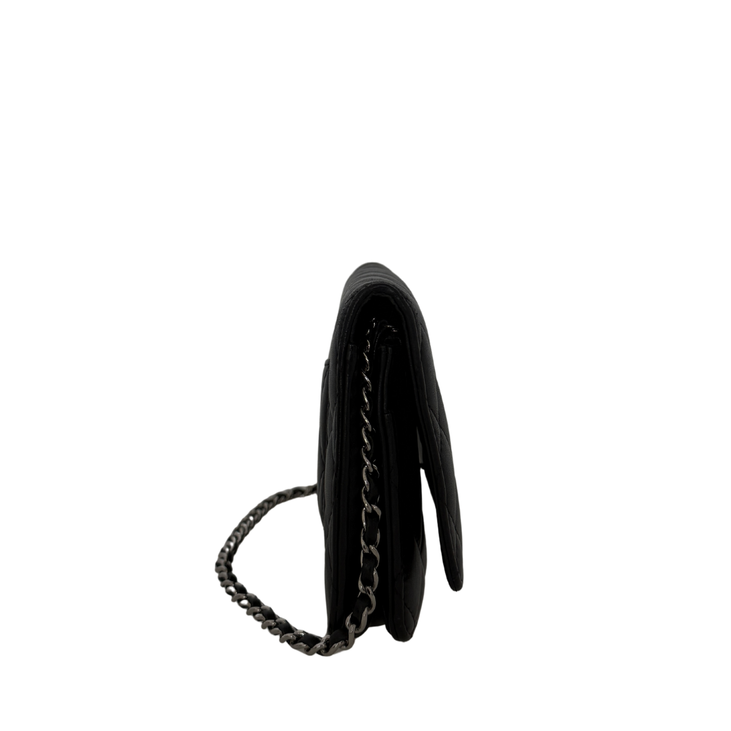 Chanel Wallet on Chain Bag Lammleder Schwarz silberne Hardware / sehr gut Chanel