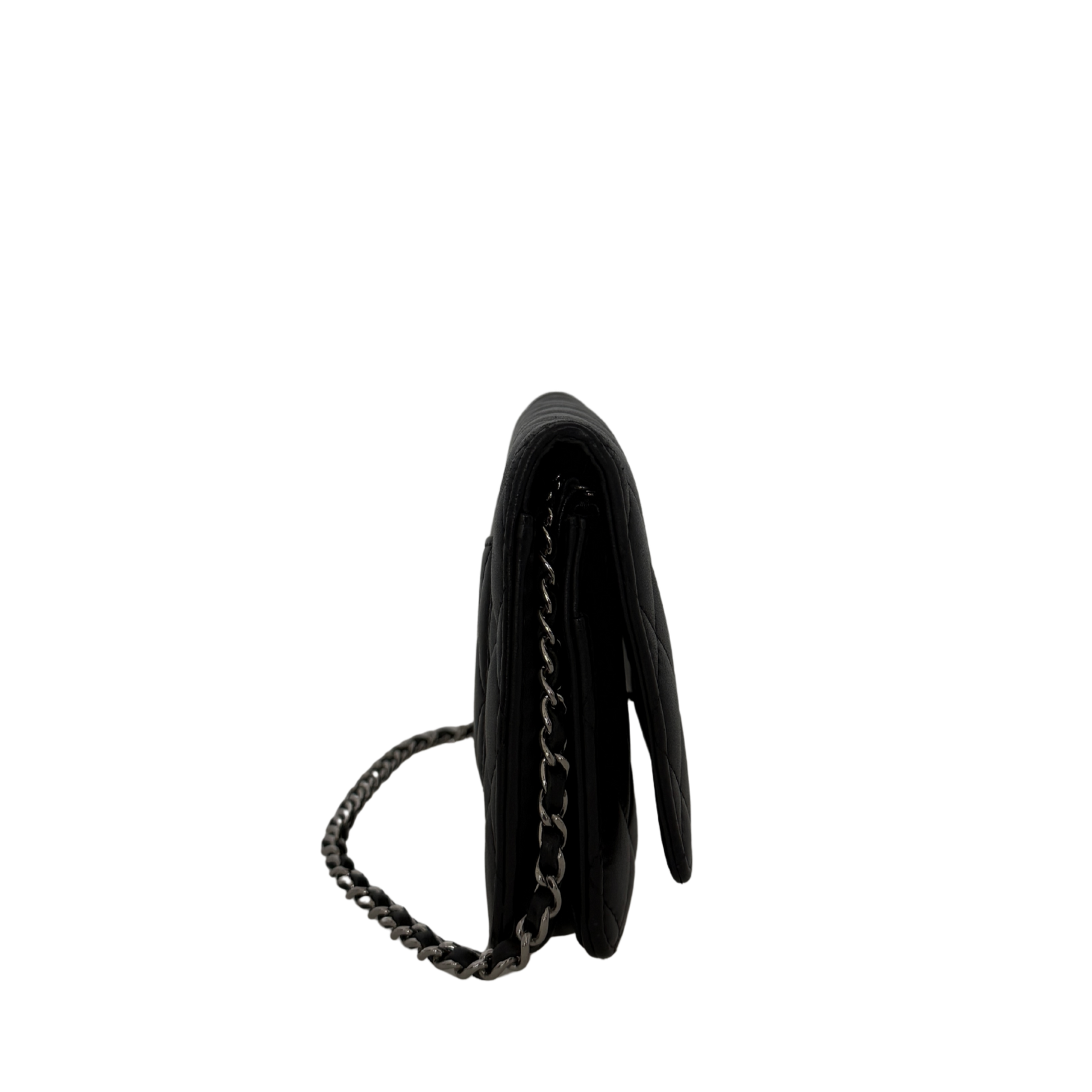 Chanel Wallet on Chain Bag Lammleder Schwarz silberne Hardware / sehr gut Chanel