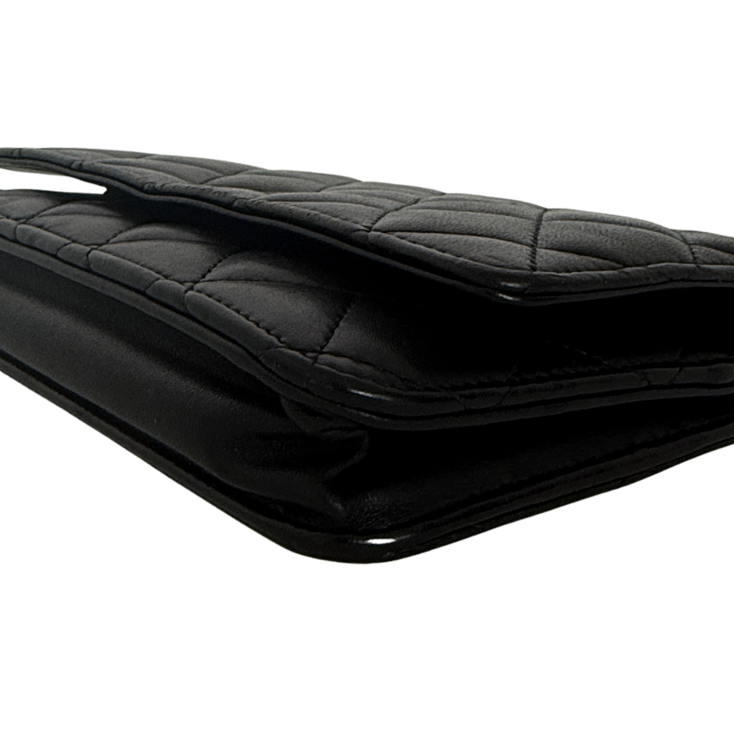 Chanel Wallet on Chain Bag Lammleder Schwarz silberne Hardware / sehr gut Chanel