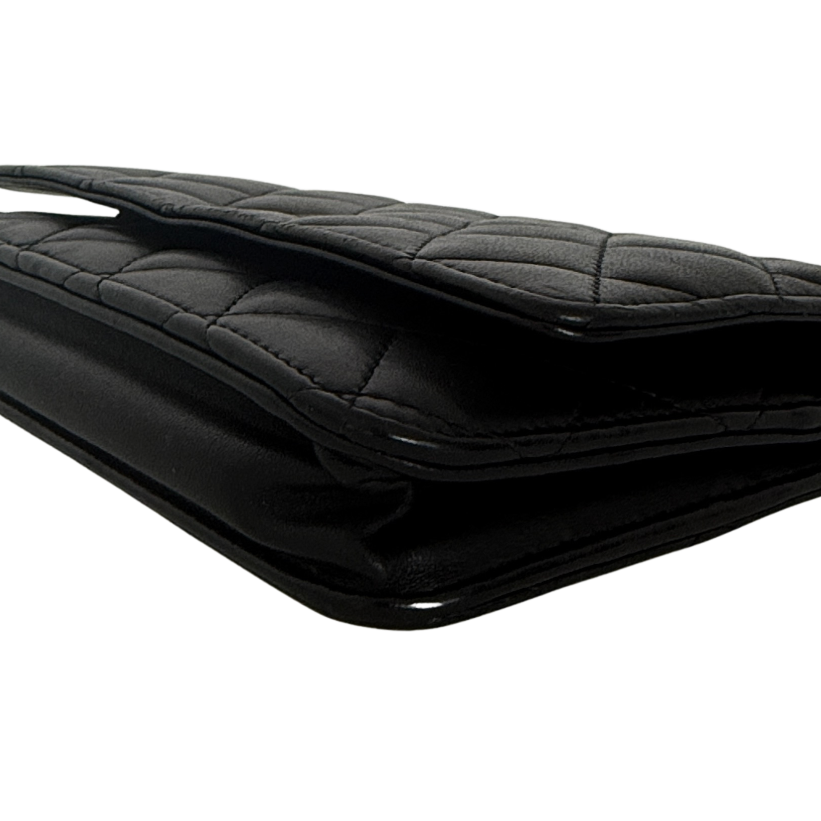 Chanel Wallet on Chain Bag Lammleder Schwarz silberne Hardware / sehr gut Chanel