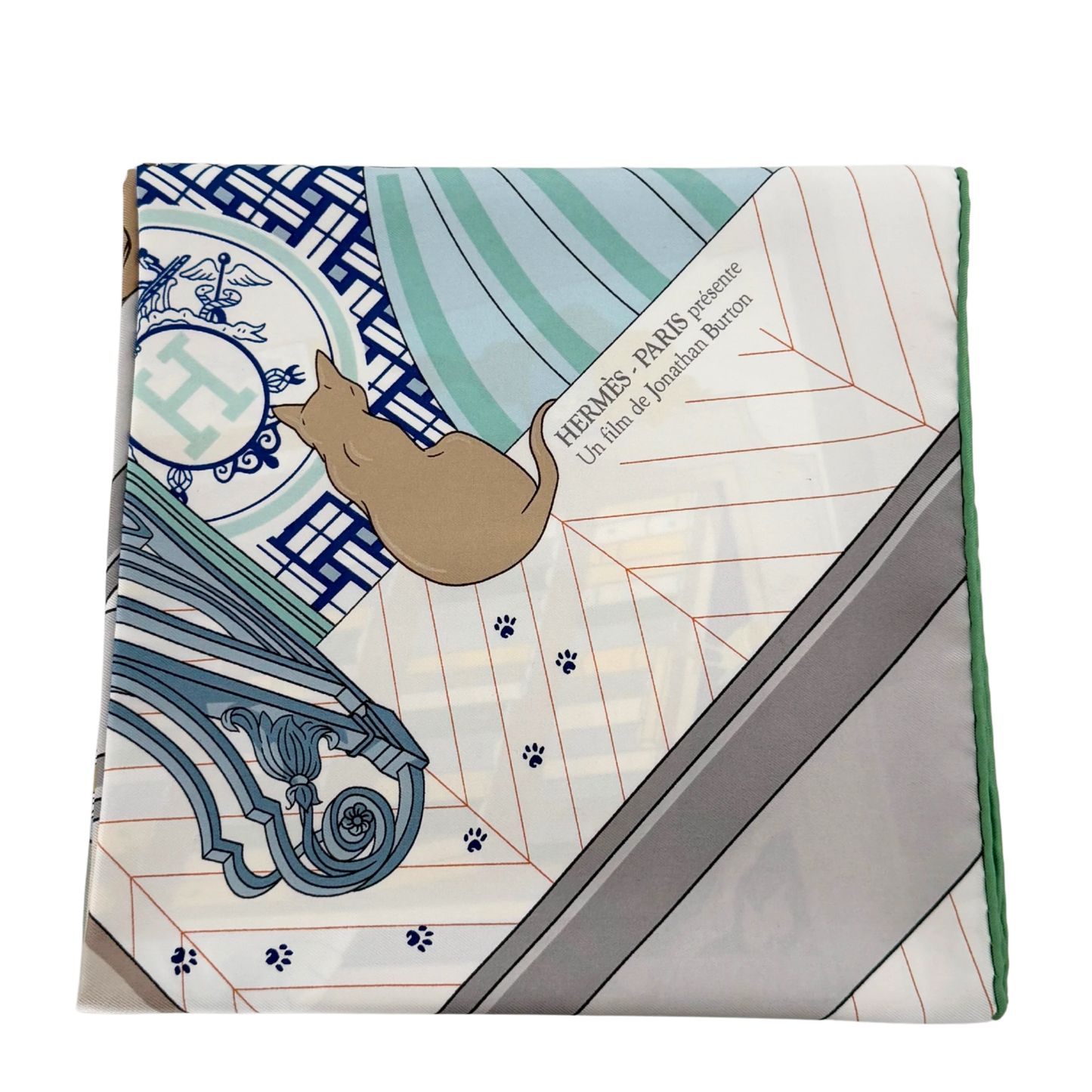 Hermès Carré 90 MYSTERE AU 24 Seidentuch Grau Fullset / neuwertig Hermès