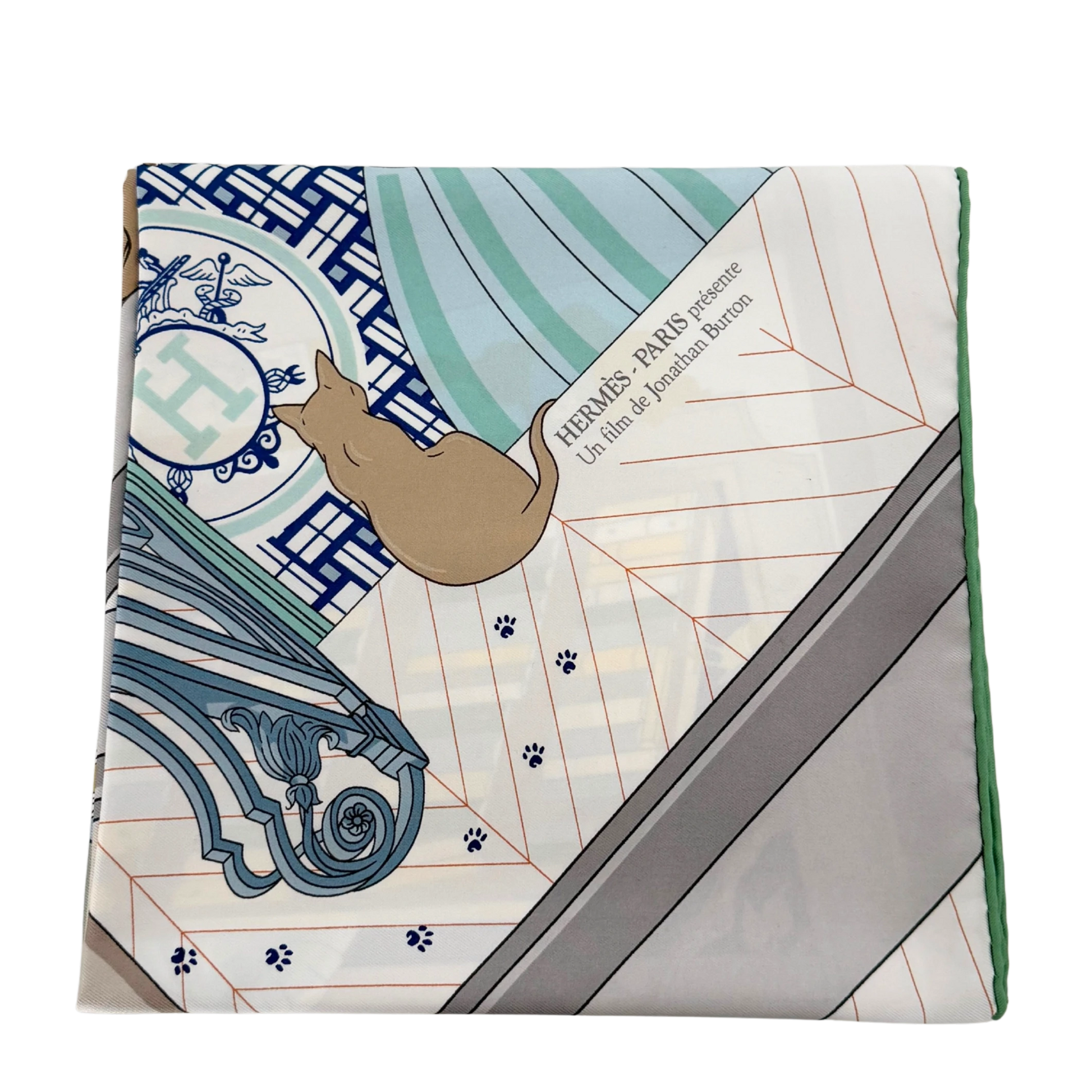 Hermès Carré 90 MYSTERE AU 24 Seidentuch Grau Fullset / neuwertig Hermès