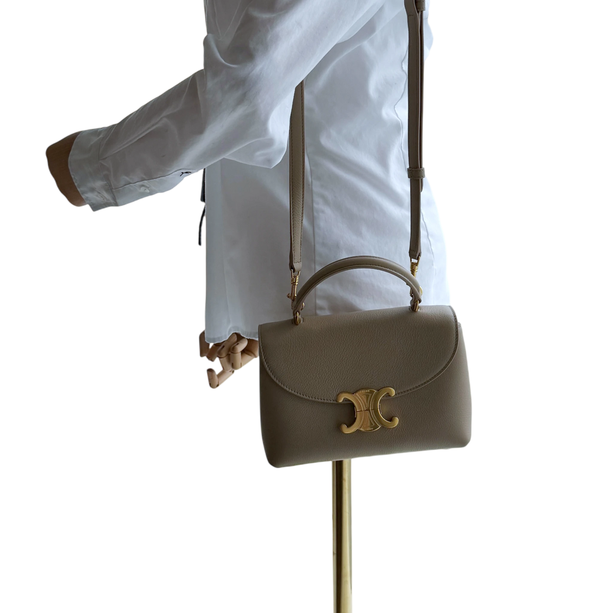 Celine Teen Nino Bag genarbtes Kalbsleder Safari Taupe Gold