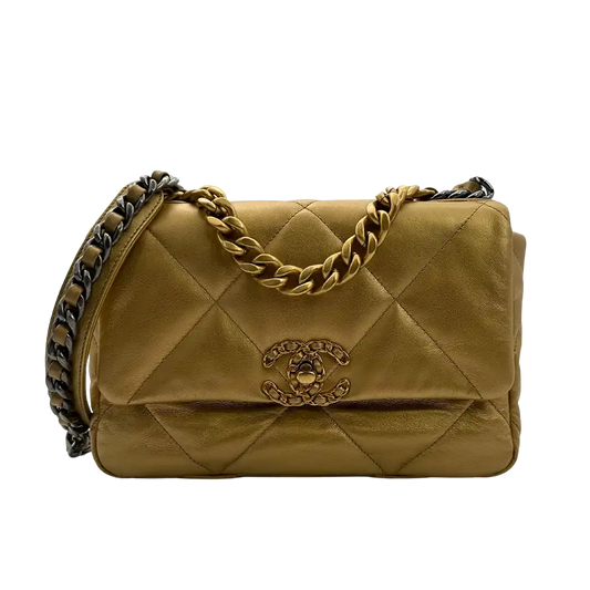 Chanel 19 Flap Bag Small Tasche Lammleder gold selten Fullset /  neuwertig Chanel