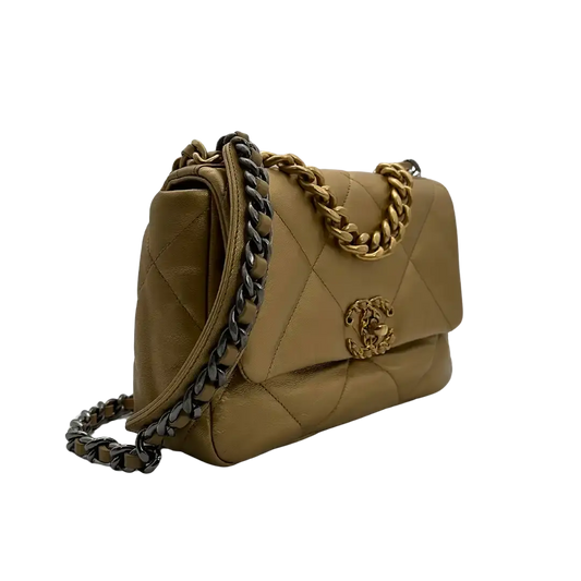 Chanel 19 Flap Bag Small Tasche Lammleder gold selten Fullset /  neuwertig Chanel
