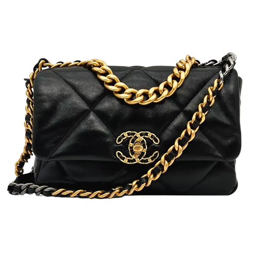 Chanel 19 Flap Bag Small Tasche Lammleder schwarz /  neu - Echtheitscheck
