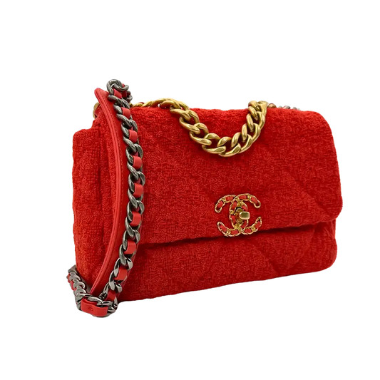 Chanel 19 Flap Bag Small Tasche Tweed Orange Fullset / neuwertig Chanel