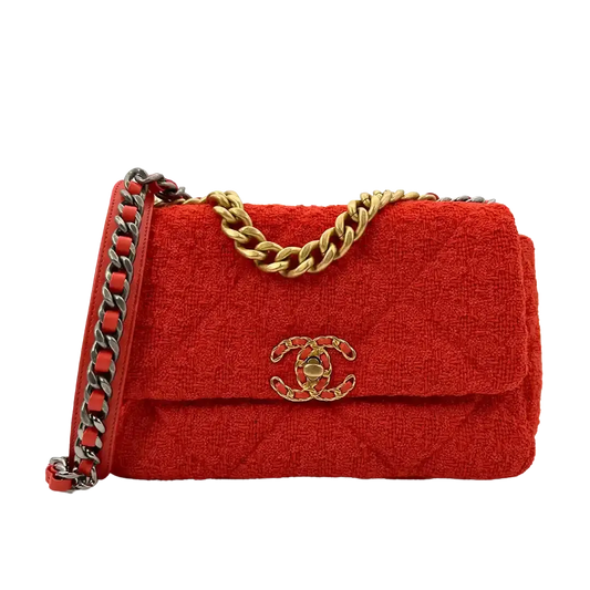 Chanel 19 Flap Bag Small Tasche Tweed Orange Fullset / neuwertig Chanel