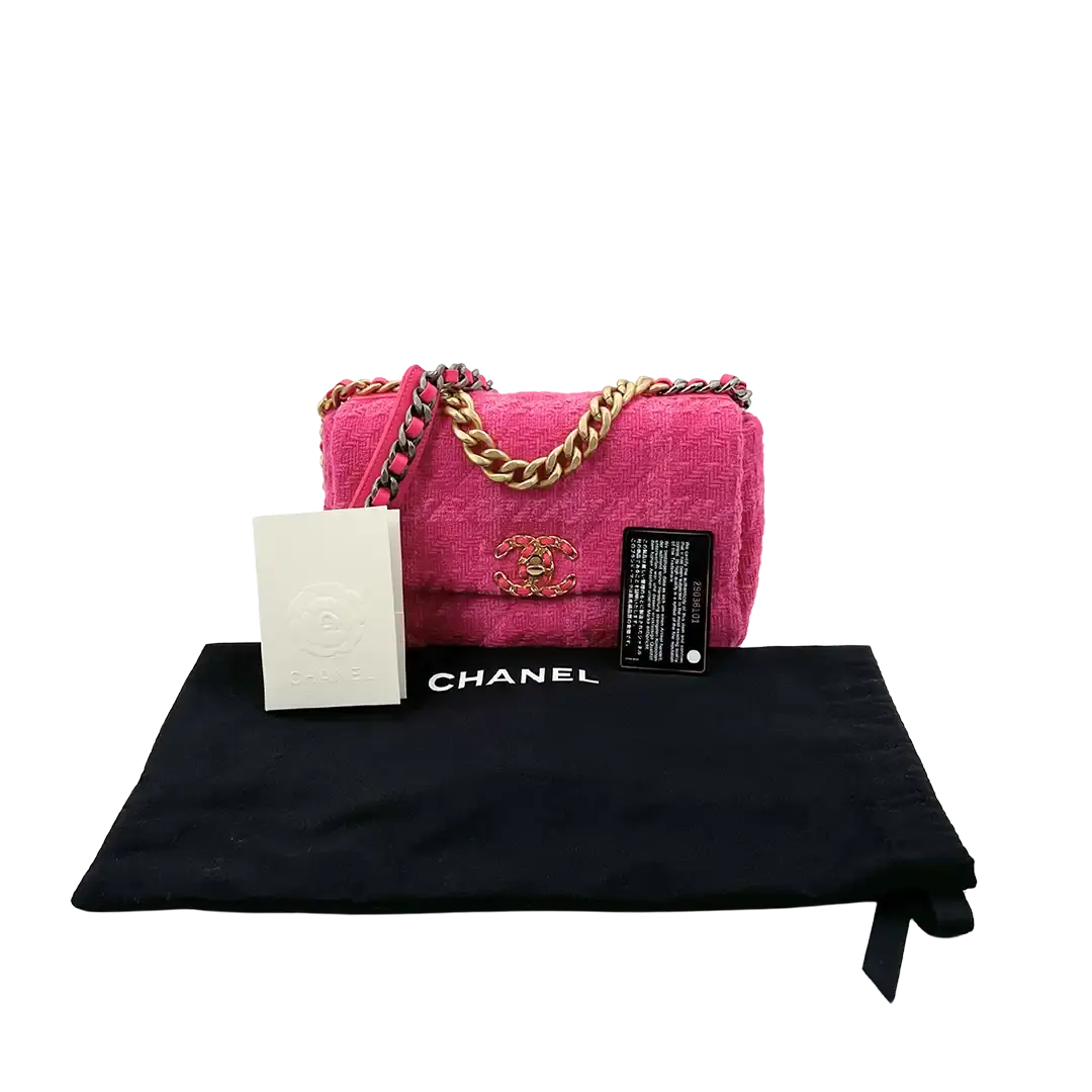 Chanel 19 Flap Bag Small Tasche Tweed Pink / neuwertig Chanel