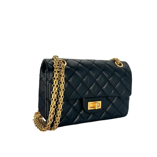 Chanel 2.55 Mini Tasche Kalbsleder in Vintage Optik schwarz / neuwertig Chanel