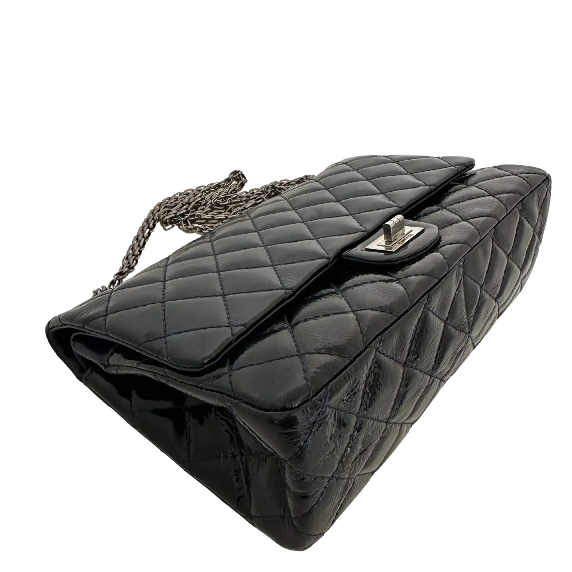 Chanel 2.55 Reissue 226 Medium Double Flap Bag Metallic Kalbsleder dunkelblau / sehr gut Chanel