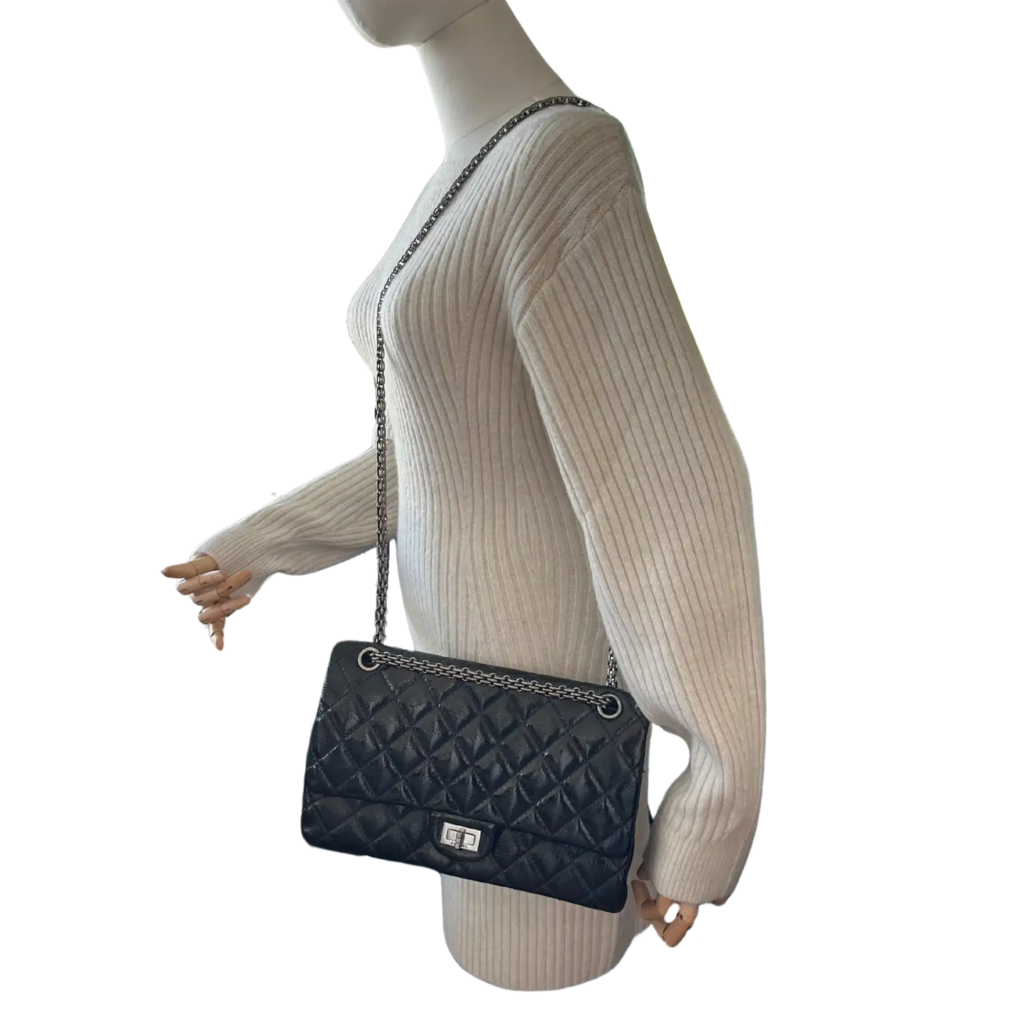 Chanel 2.55 Reissue 226 Medium Double Flap Bag Metallic Kalbsleder dunkelblau / sehr gut Chanel