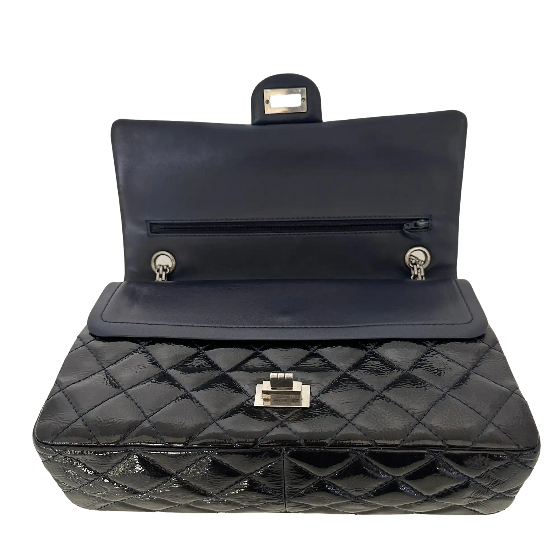 Chanel 2.55 Reissue 226 Medium Double Flap Bag Metallic Kalbsleder dunkelblau / sehr gut Chanel