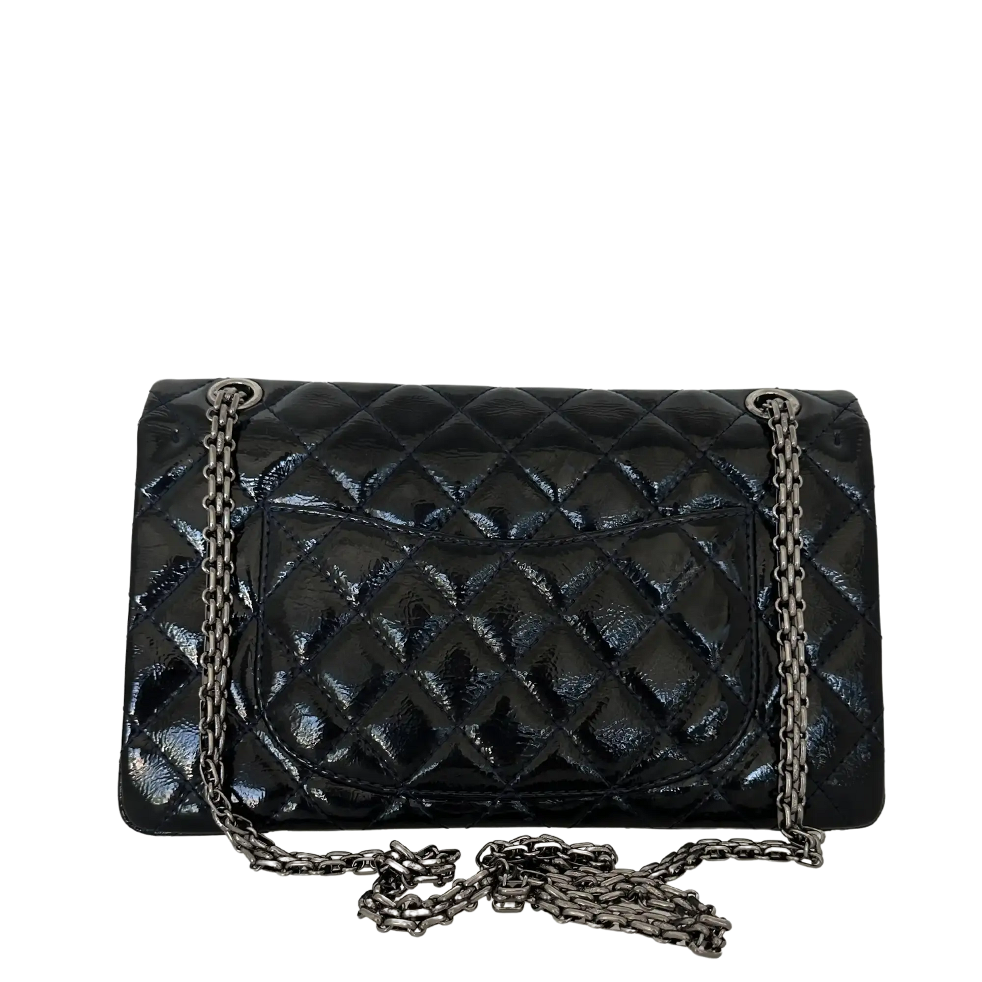 Chanel 2.55 Reissue 226 Medium Double Flap Bag Metallic Kalbsleder dunkelblau / sehr gut Chanel