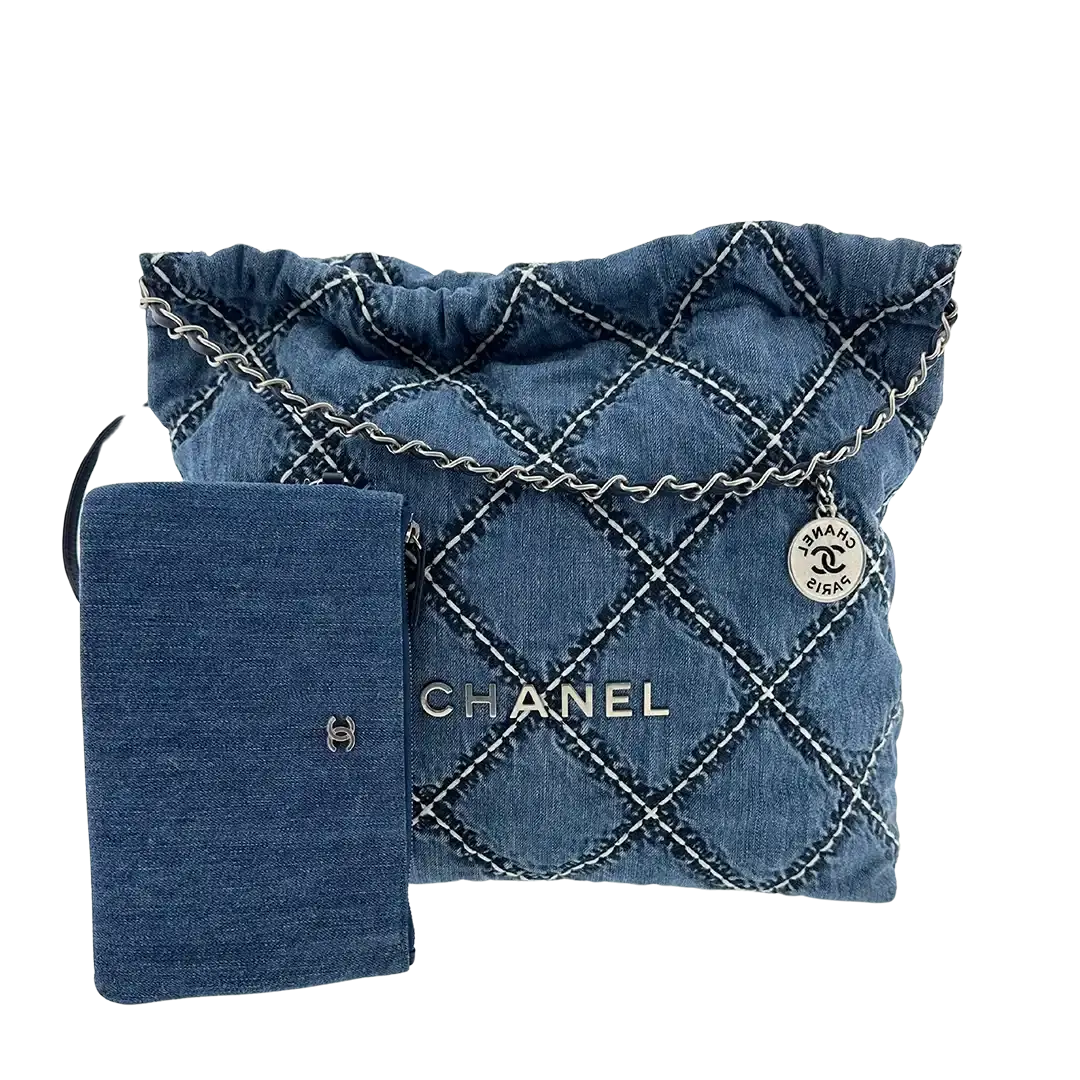 Chanel 22 mittelgoße Hobobag Denim 2022 / sehr gut Chanel