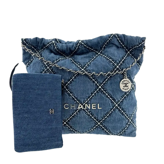 Chanel 22 mittelgoße Hobobag Denim 2022 / sehr gut Chanel