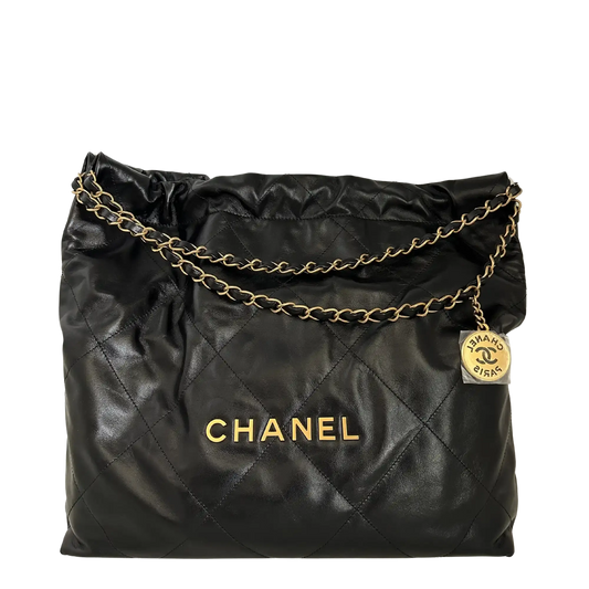Chanel 22 mittelgoße Hobobag schwarz goldene Hardware 2025 Fullset / ungetragen Chanel