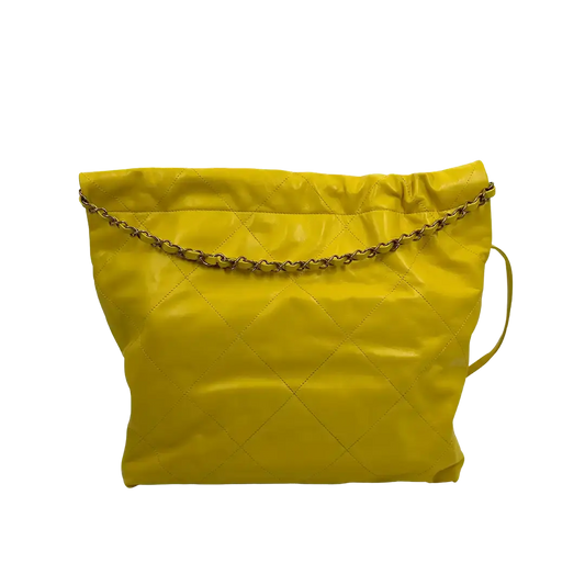 Chanel 22 mittelgroße Tasche Kalbsleder gelb / neuwertig Chanel