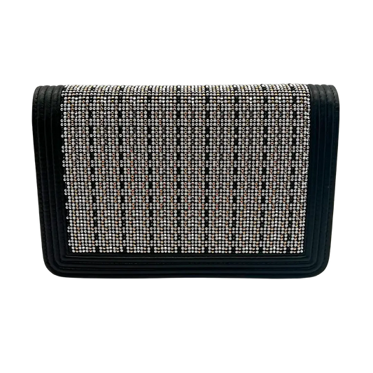 Chanel Boy Strass Wallet On Chain WOC Kalbsleder schwarz / ungetragen Chanel