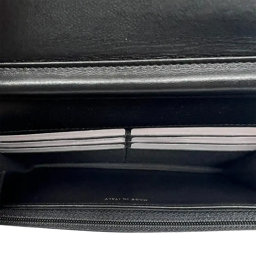 Chanel Boy Strass Wallet On Chain WOC Kalbsleder schwarz / ungetragen Chanel