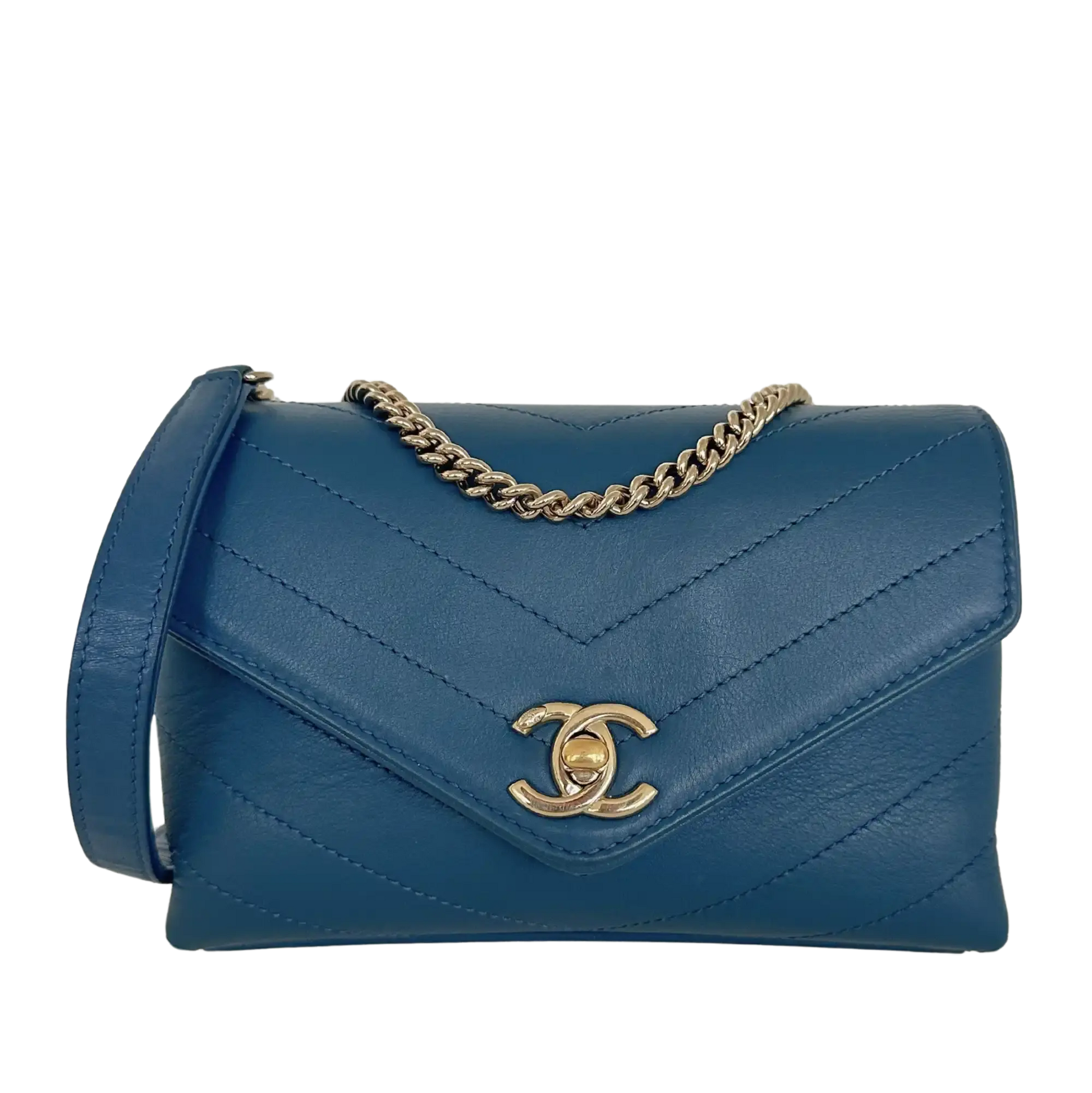 Chanel Chevron Coco Waist Bag blau / sehr gut Chanel