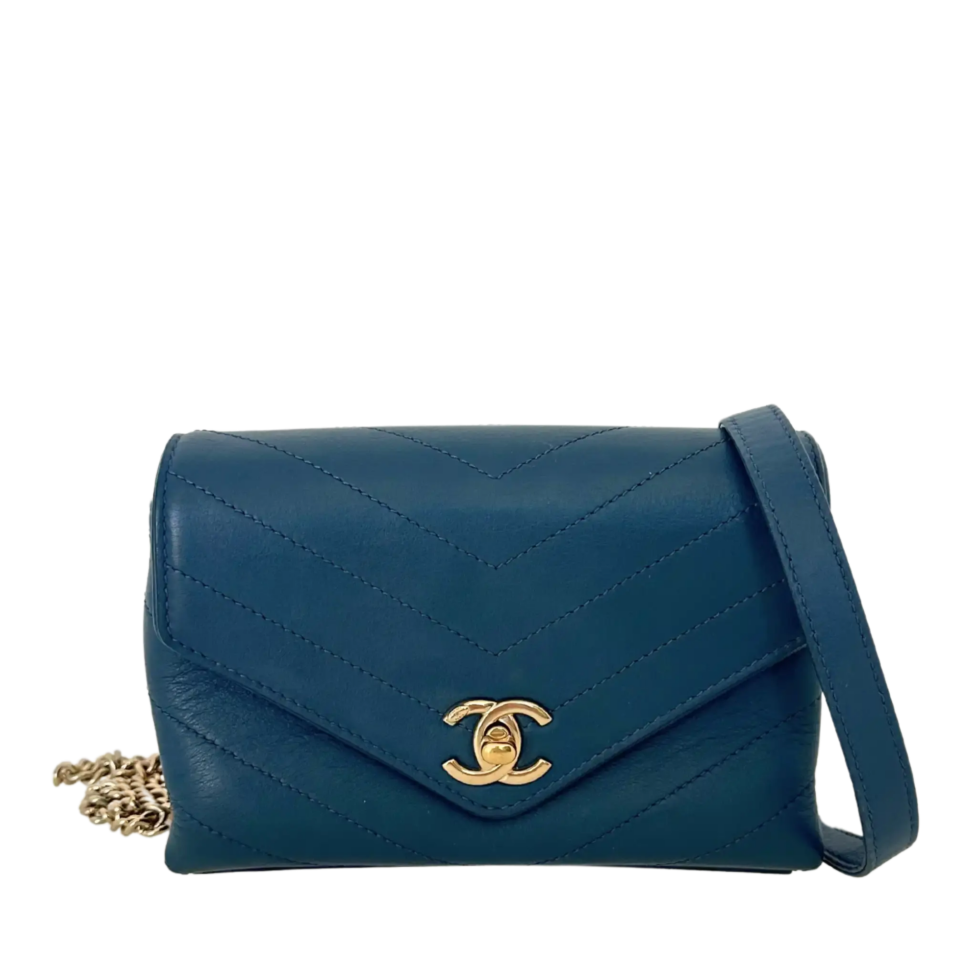 Chanel Chevron Coco Waist Bag blau / sehr gut Chanel