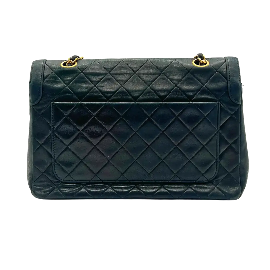 Chanel Diana Vintage Classic Chain Single Flap Lammleder schwarz 3