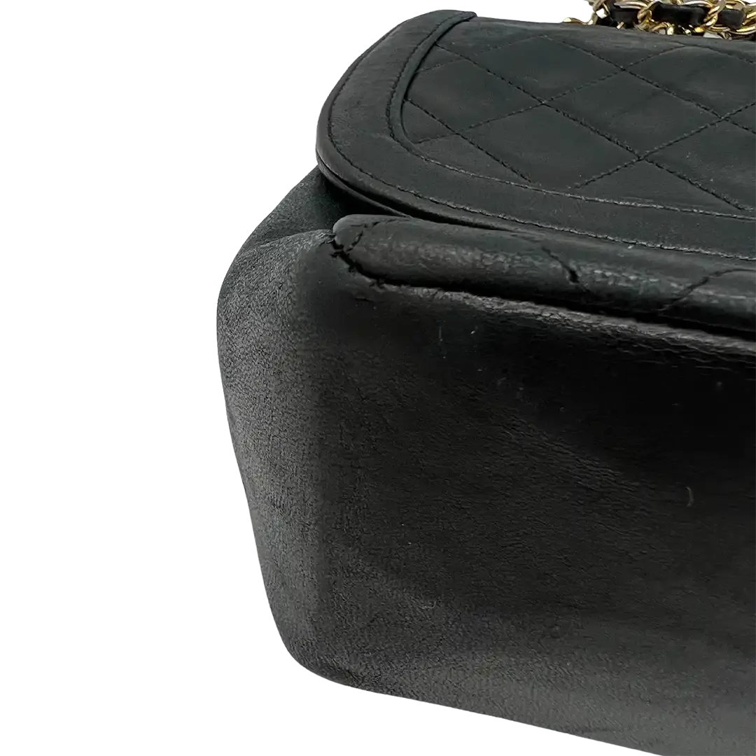 Chanel Diana Vintage Classic Chain Single Flap Lammleder schwarz Chanel