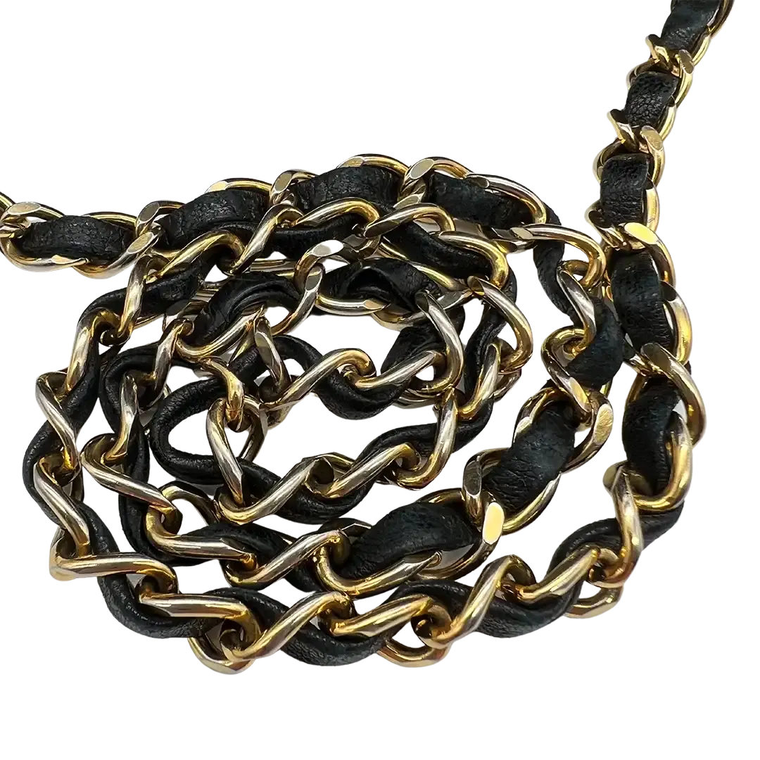 Chanel Diana Vintage Classic Chain Single Flap Lammleder schwarz Chanel