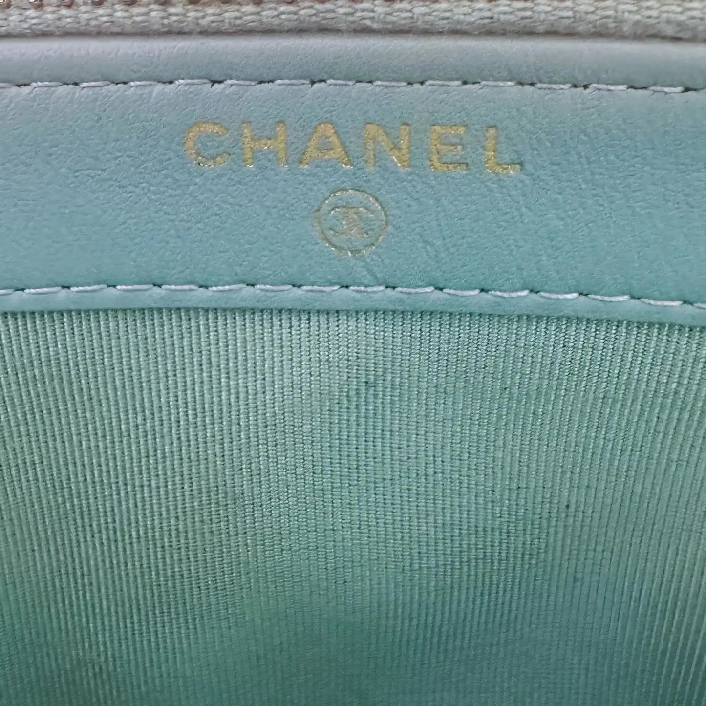 Chanel Double Zip Wallet on Chain türkis Kaviarleder 2020 / sehr gut Chanel