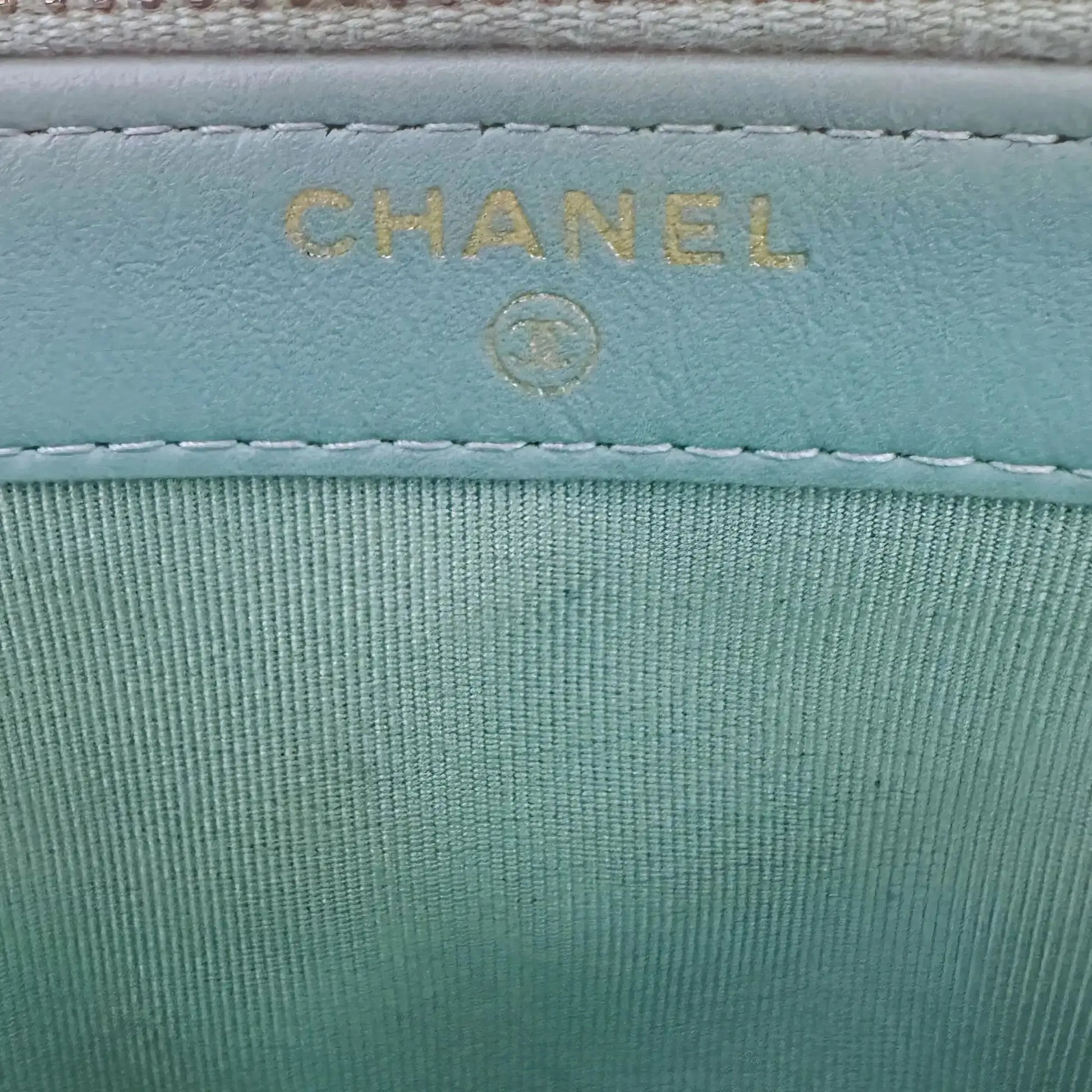 Chanel Double Zip Wallet on Chain türkis Kaviarleder 2020 / sehr gut Chanel